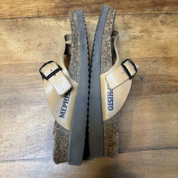 Mephisto Helen Women's EU37 US6,5 Tan Leather Slip On Thong Slide Sandals - Picture 7 of 12